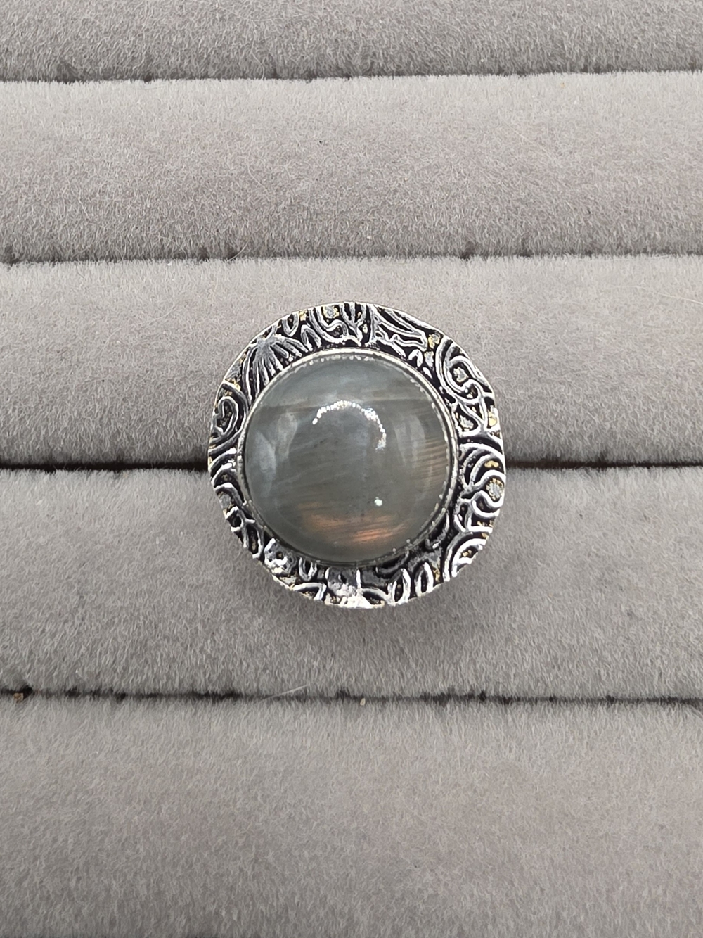 Silver Plated Labadorite Statement Ring Size 8